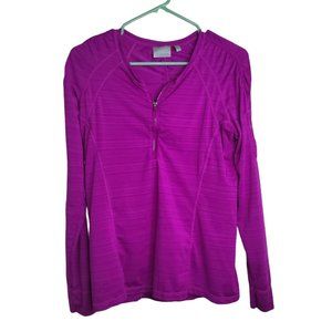 Athleta Pacifica UPF Athletic Pullover Top 2 Style 581610 Striped Purple Large